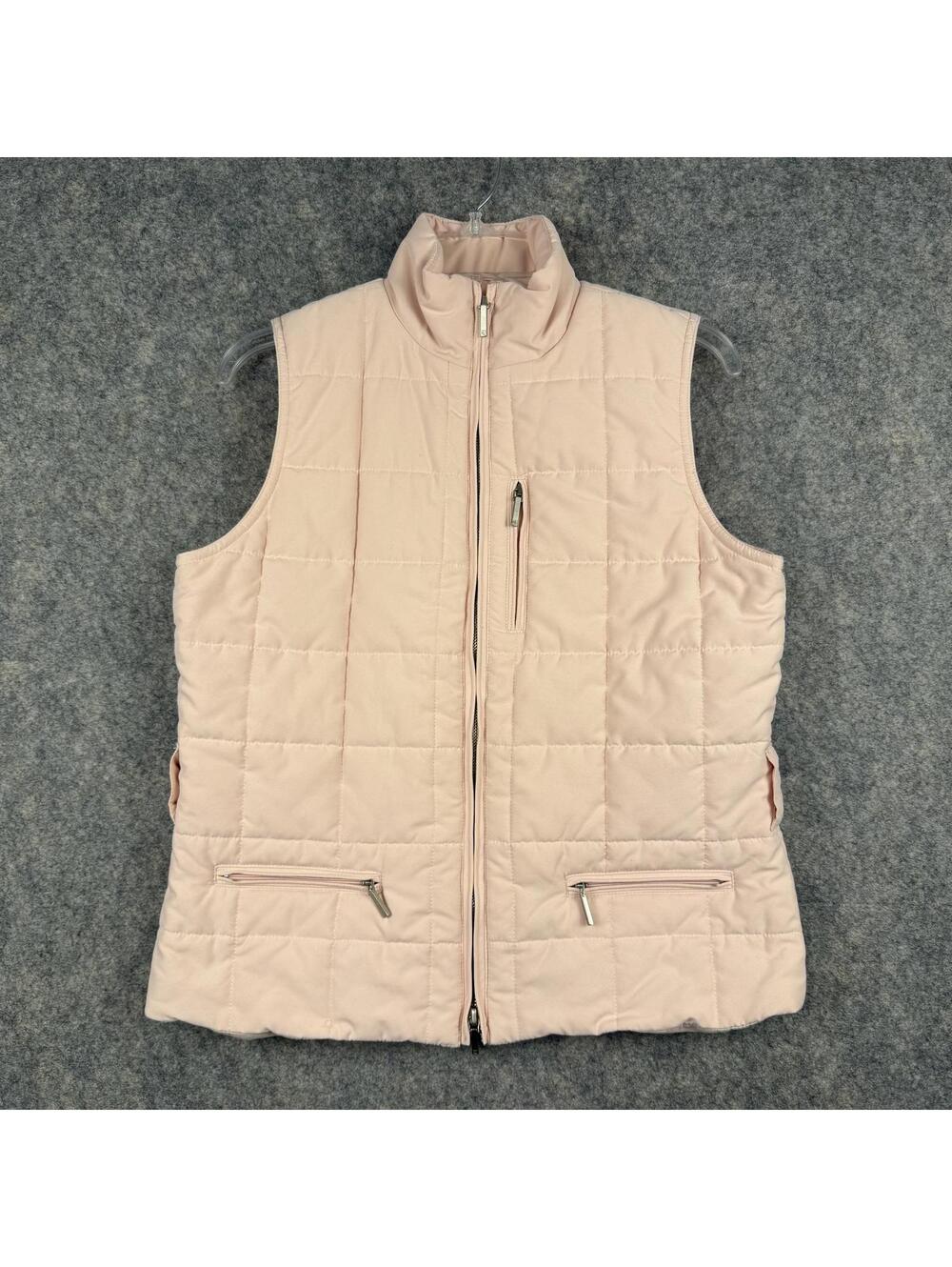 Lauren Ralph Lauren Women’s Quilted Vest Zip Pockets Peach Size Medium EUC 674